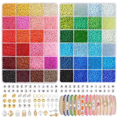 RUBY 3MM Perlen für Armbänder Selber Machen Perlen zum Auffädeln mit Buchstabenperlen DIY Glasperlen Set Selber Machen für Weihnachten Feiertage Geburtstage Belohnungen
