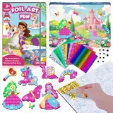 CutteeyFyry Folienspaß Kinder,Einhorn&Prinzessin Foil Art FüR Kinder,Bastelsets FüR MäDchen Alter 3-10,Kinder AktivitäT Kits Reise Spielzeug Weihnachten Geburtstag Ostergeschenke