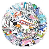50 Stück Flugzeug Aufkleber Wasserflaschen Laptop Telefon Gitarre Skateboard Computer Koffer Fahrrad Airplane Vinyl Stickers Wasserdicht Ästhetisch Aufkleber für Jugendliche Kinder Erwachsene