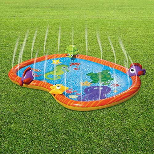 Wasserspielmatte, langlebig, tragbar, aufblasbar Sprinkler Pad Sprinkle und Splash Planschbecken Sommer Spray Spielzeug für Kinder Outdoor Garten Familie Aktivitäten Meer Leben PVC Matte Paddling