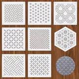 Tinoaly 8stk Teilige Sashiko-Schablone aus Kunststoff, 8 Arten Geometrischer Stickstabilisatoren Weiße Sashiko-Zeichenlinie Handstickmuster Zeichenlinienvorlage für Handquilten und Nähen