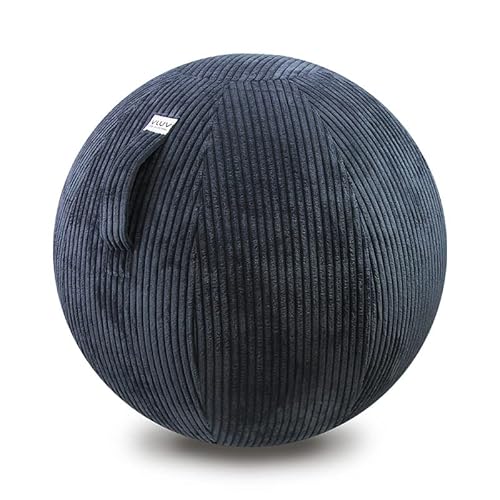 VLUV BOL VLIP Stoff Sitzball 60-65cm, ergonomisches Sitzmöbel, atmungsaktiv und langlebig, mit Tragegriff und Bodenring, inkl. Handpumpe, Farbe: Navy (Blau)