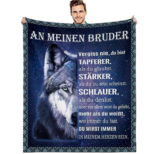 G-dake Geschenk für Bruder, An Meinen Bruder Decke mit Spruch, Bester Bruder Geschenk Geburtstag Geschenkideen, Flauschige Kuscheldecke 150x200cm