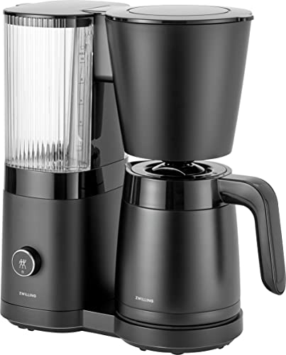 ZWILLING ENFINIGY Filterkaffeemaschine mit 1.25l Thermokanne, Kaffeemaschine mit Boiler, Blooming & smarter Entkalkerfunktion, Edelstahl, Schwarz