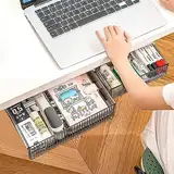 2 Stücke Selbstklebende Schublade,untertisch schublade, groß und mittelSchublade Unter Schreibtisch,Versteckte Schreibtischschublade Desktop Organizer Schubladenfach für Büro(Transparentes Schwarz）