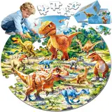 72-teiliges Rundpuzzle für Kinder im Alter von 4–6 und 6–8 Jahren, Dinosaurier-Bodenpuzzle für Kinder im Alter von 3–5 Jahren, Kinderpuzzle-Spielzeug für 5–8-Jährige