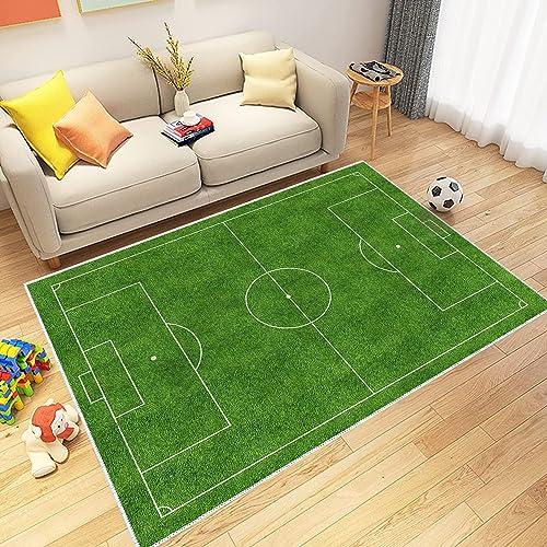 VHCLYBJU Kinderfußball Spielplatz Teppich - Junge Haushalt Kinderzimmer Spiel Teppich - Fußballfeld Dekorative Matte - Weich rutschfest (80 x 120 cm, L)