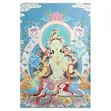 Prime Feng Shui Seidenstickerei, tibetische Thangka mit Buddhismus, grüne Tara, Wandbehang für Zuhause/buddhistische Tempeldekoration (groß)