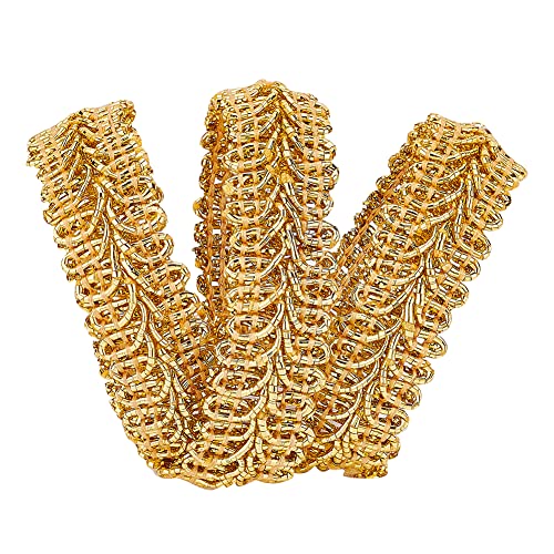 FINGERINSPIRE 13,7m 15mm Metallic Braid Spitzenbesatz Gold Centipede Spitzenband verziert Gimpenbesatz für Hochzeit Braut, Kostüm oder Schmuck, Kunsthandwerk und Nähen