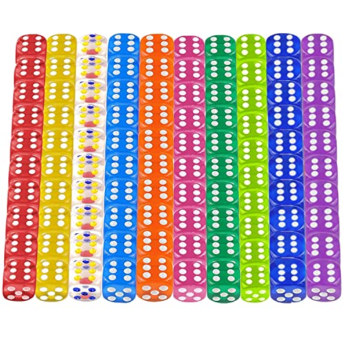 LETTERASHQP 100 Stück Bunte Würfel Dice 12mm Würfelset Transparent Spielwürfel Kleine Würfel Bunt Würfel Set Mini Würfel Bunt Würfelspiele Tischspiele