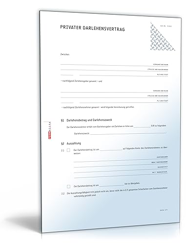 Privater Darlehensvertrag (PDF) - Kreditvertrag zwischen Privatleuten [Download]