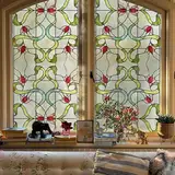 Fensterfolie selbstklebend 3D Buntglas-Fensterfolie Fenster-Sichtschutzfolie für Badezimmer, Haustür, Haus, Sonnenschutz, Wärmeschutz, statisches Kleben, 60X180CM