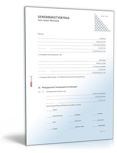 Mietvertrag gewerbliche Räume (PDF) - Gewerbemietvertrag für Räumlichkeiten jeder Art [Download]