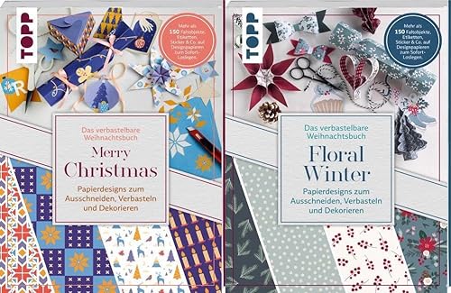 2 verbastelbare Weihnachtsbücher im Set + 1 exklusives Postkartenset