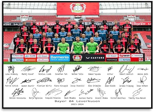 Bayer Leverkusen Saison 2023 2024 signiertes Poster A4 Teamplakat