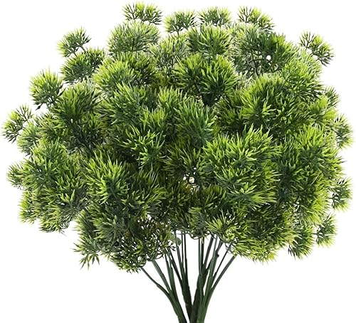 Minnhua 4pcs Künstliche Zweige Plastikpflanze Kiefern Kunstpflanzen Sommer Pflanze Deko Künstliche Grünpflanzen für Innen Außen Frühling Balkon Garten Veranda Topf Dekoration 30cm