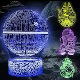 Star Wars 3D Lampe Geschenke, LED Illusion Nachtlicht mit 16 Farbwechsel und 4 Mustern, Geburtstag Deko Licht Weihnachts Geschenke für Kinder Jungen Herren Fans