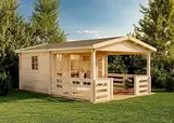 Alpholz Gartenhaus Lappland-40 B aus Massiv-Holz, Gerätehaus mit 40 mm Wandstärke, Garten Holzhaus inklusive Montagematerial, Geräteschuppen Größe: 380 x 594 cm, Satteldach