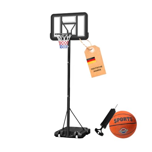 Dönges Basketballkorb höhenverstellbar 1,50-3,05m - Komplett-Set mit Ball & Pumpe - Outdoor & Indoor - Robuste wetterfeste Konstruktion - Für Kinder & Erwachsene