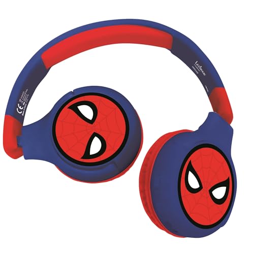 SPIDER-MAN Komfortabler faltbarer 2-in-1-Bluetooth- und Kabelkopfhörer für Kinder mit Geräuschbegrenzung - LEXIBOOK