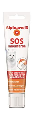 Alpinaweiß SOS Innenfarbe – weiß – praktische Tube zum Ausbessern von Wandflächen – hohe Deckkraft & leicht zu verarbeiten – 100 ml